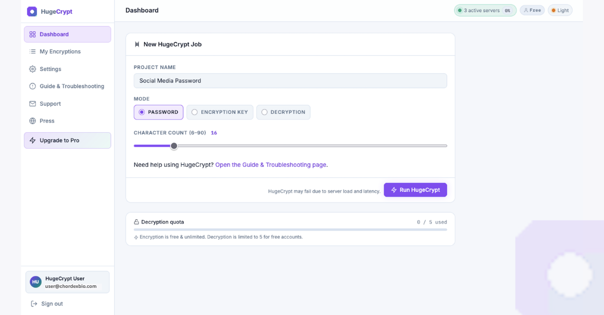 How to use HugeCrypt: Generate, store, and recover a genome-encrypted password